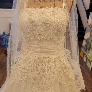 Justin Alexander Wedding dress and Cathederal length veil size 14